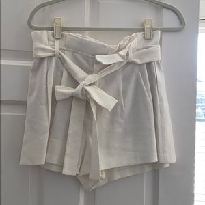 Alice and Olivia cream high waisted tie shorts